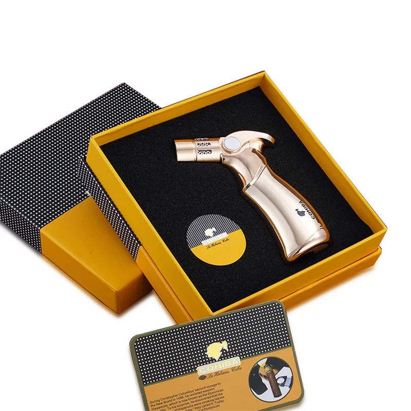 Металлическая зажигалка для сигар сигарет табака 4 фонарь струйное пламя