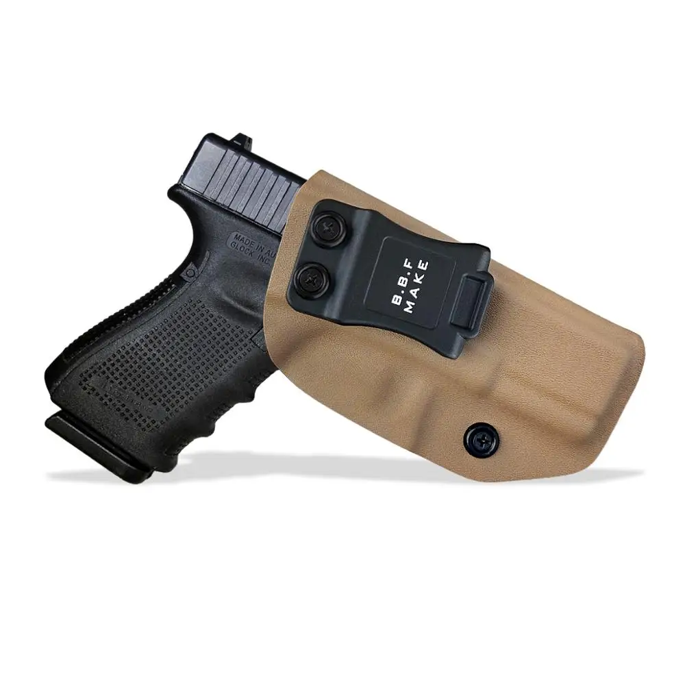 B.B.F Make IWB Тактический KYDEX пистолет кобура Glock 19 19X23 32 CZ P10 кобуры внутри скрытый поясной кейс для пистолета аксессуары сумка - Цвет: Glock 19 Tan Right