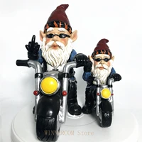 riding motorcycle old man gnome ml resin figurines garden decoration outdoor statue home yard decoration accessories gift