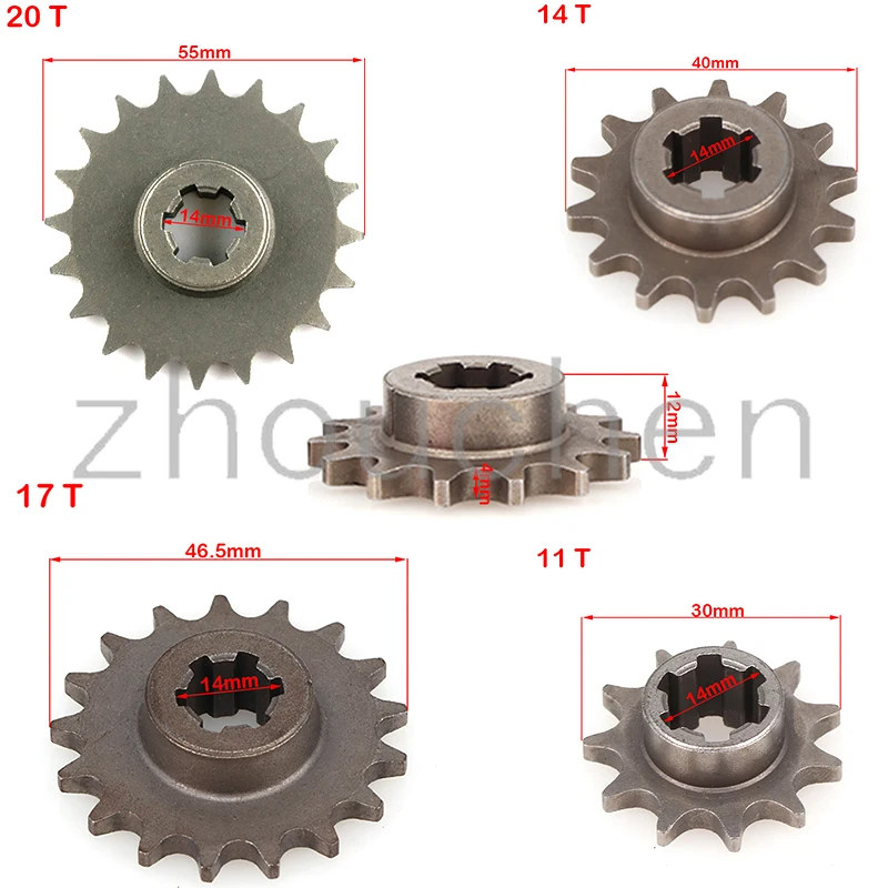 Передняя Звездочка шестерни T8F 11T 14T 17T 20T звездочка цепи Cog металлическая для 47cc 49cc