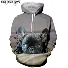 Забавные новые модные толстовки с длинным рукавом и 3D-принтом французского бульдога на молниитолстовкикофтыкурткимужскиеженские Прямая поставка