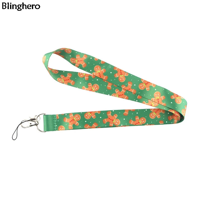 

20pcs/lot Blinghero Christmas Biscuits Lanyard Cartoon Kawaii Lanyard Strap Keys ID Card Holder Phone USB Badge Holder BH0341