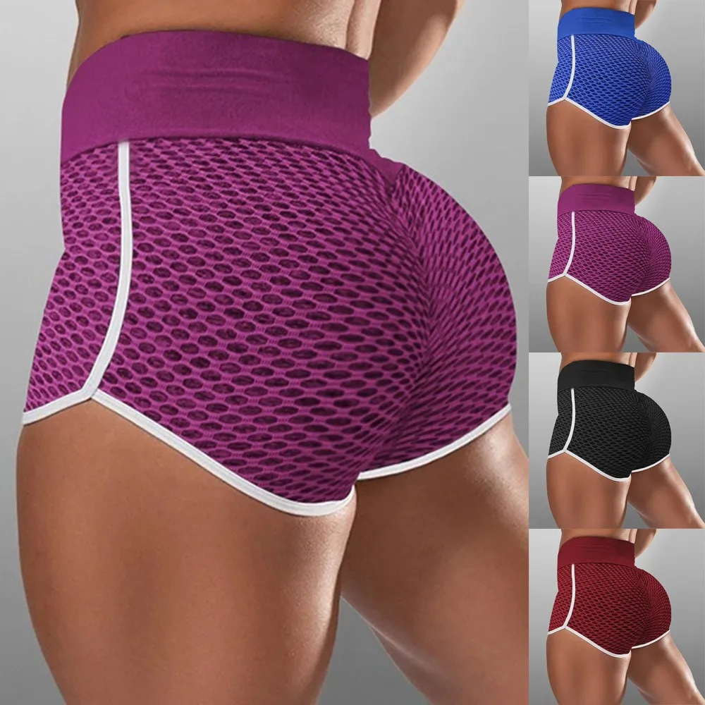 

Women Slim Fit High Waist Yoga Sport Shorts Hip Push Up Plain Soft Nylon Fitness Running Shorts Tummy Control Workout Gym Shorts
