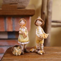 pastoral figures resin statues corn couple ornament souvenirs romantic countryside figurines home decoration christmas gifts
