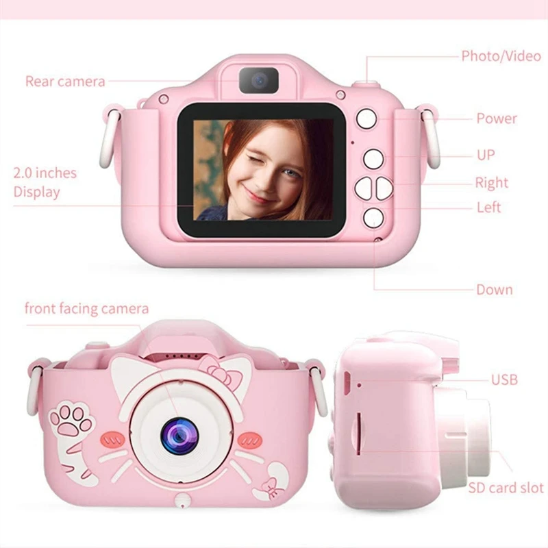 

Kids Digital Camera,Dual Lens Child Toy Camera 2.0 Inch Sn 1080P HD Video Recorder for Kids Gift Girls and Boys