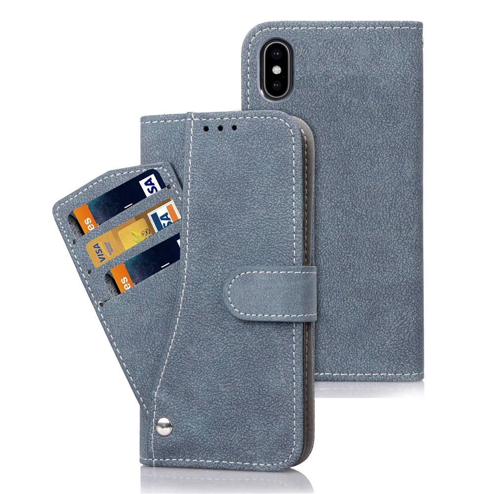 

for iphone X XS case Frosted Flip Case Credit Card Wallet bracket function for iphone XS MAX
