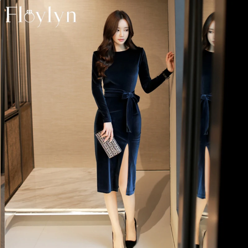 2018 женское винтажное вельветовое платье футляр высокого качества с круглым