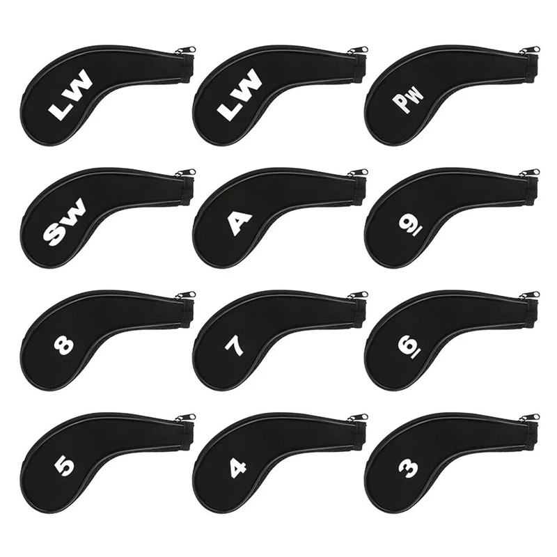 

NEW-Golf Head Covers Golf Club Head Protectors Headcovers Golf Club Headcovers with Zipper Long Neck Printed Number 12Pcs