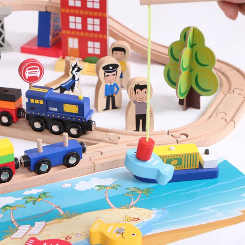 108 шт. деревянные трековые транспортные средства детские игрушки Совместимая