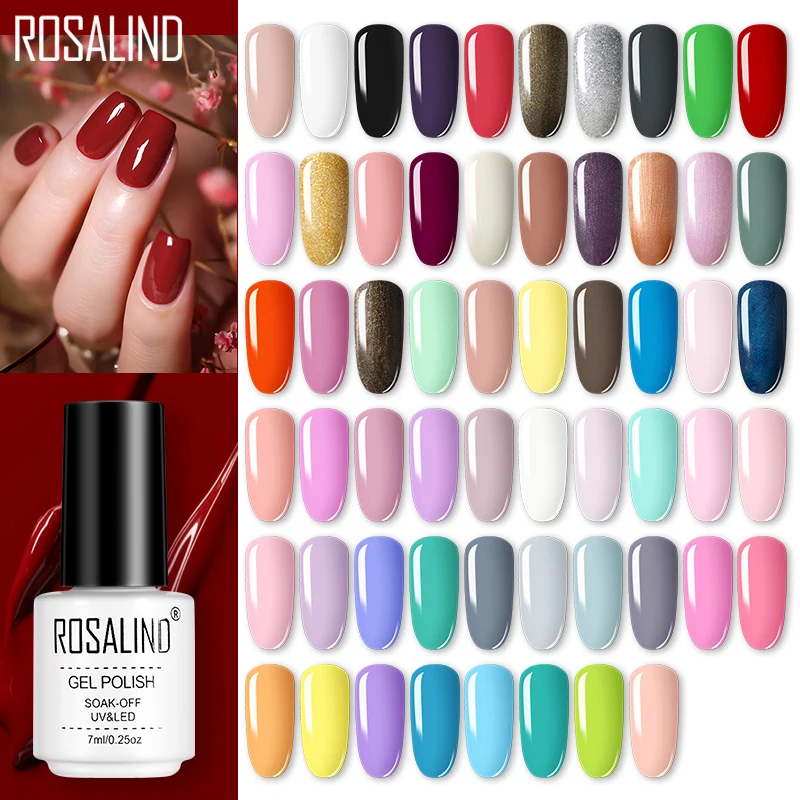 Гель лак для ногтей ROSALIND Полуперманентная основа и верхнее покрытие гибридные