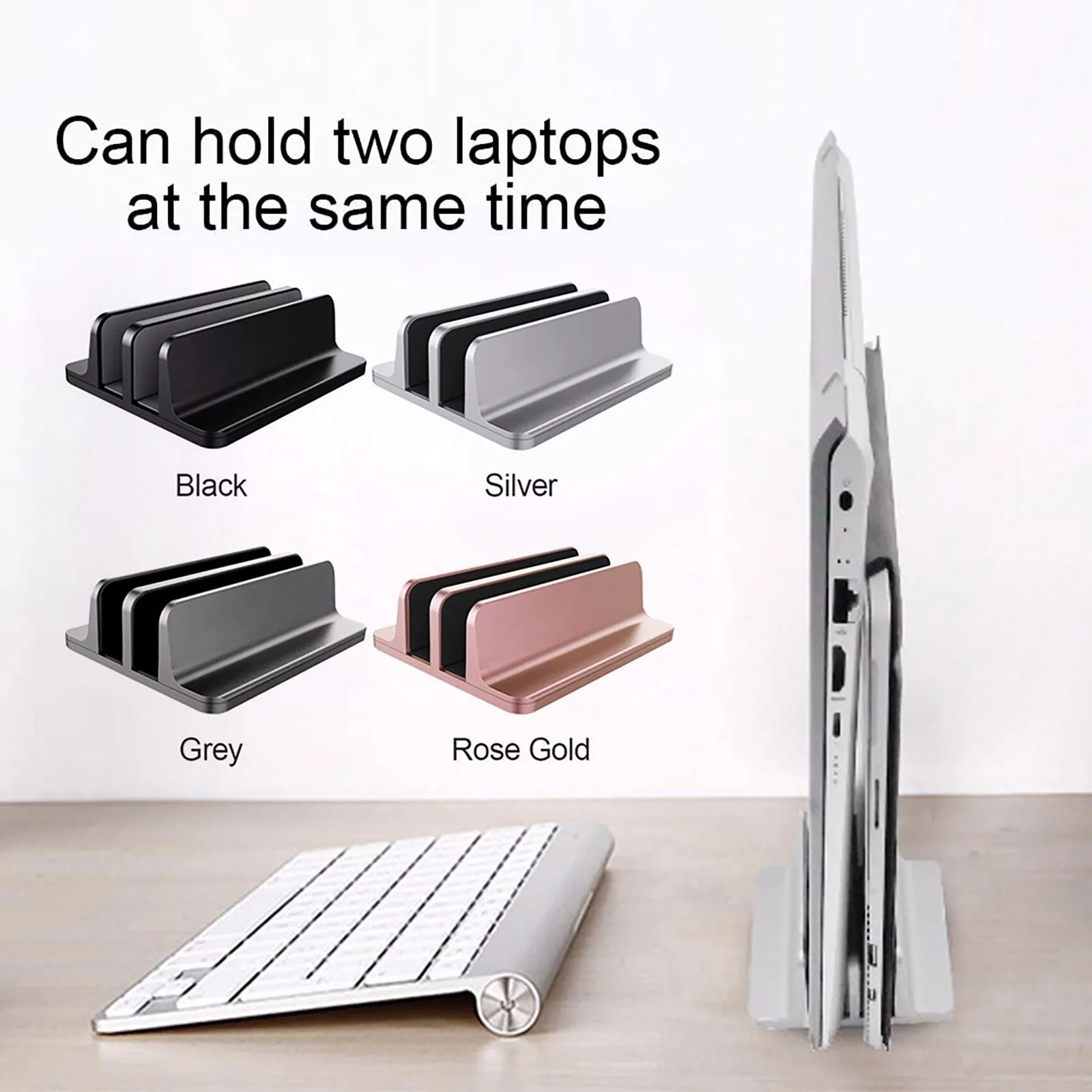 

Desktop Portable Laptop Holder Aluminum Alloy Tablet Book Notebook Bracket Double Slots Vertical Laptop Stand