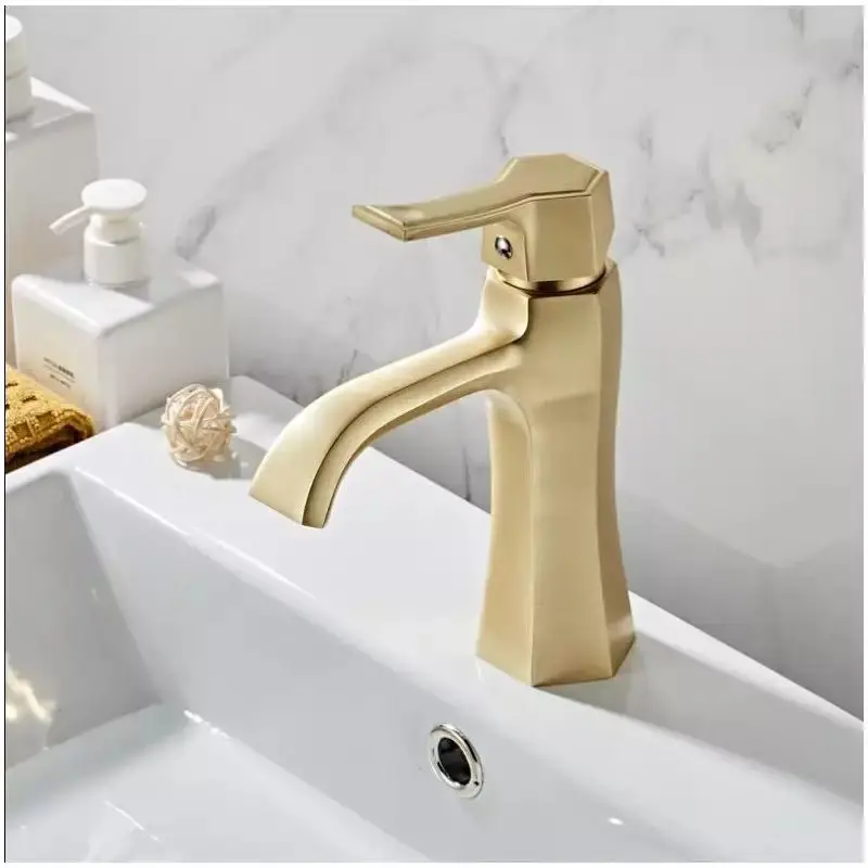 LIUYUE смесители для умывальника из матовой золотой латуни с одной