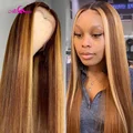 13x6 Highlights Straight Lace Frontal Human Hair Wigs 30 Inch Lace Front Wig Pre Plucked Honey Blonde 5x5 Closure Human Hair Wig