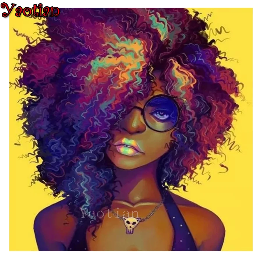

5D алмазная живопись с африканской женщиной, вышивка, полная вышивка крестиком, квадратная круглая Алмазная женская, украшение для стен, под...