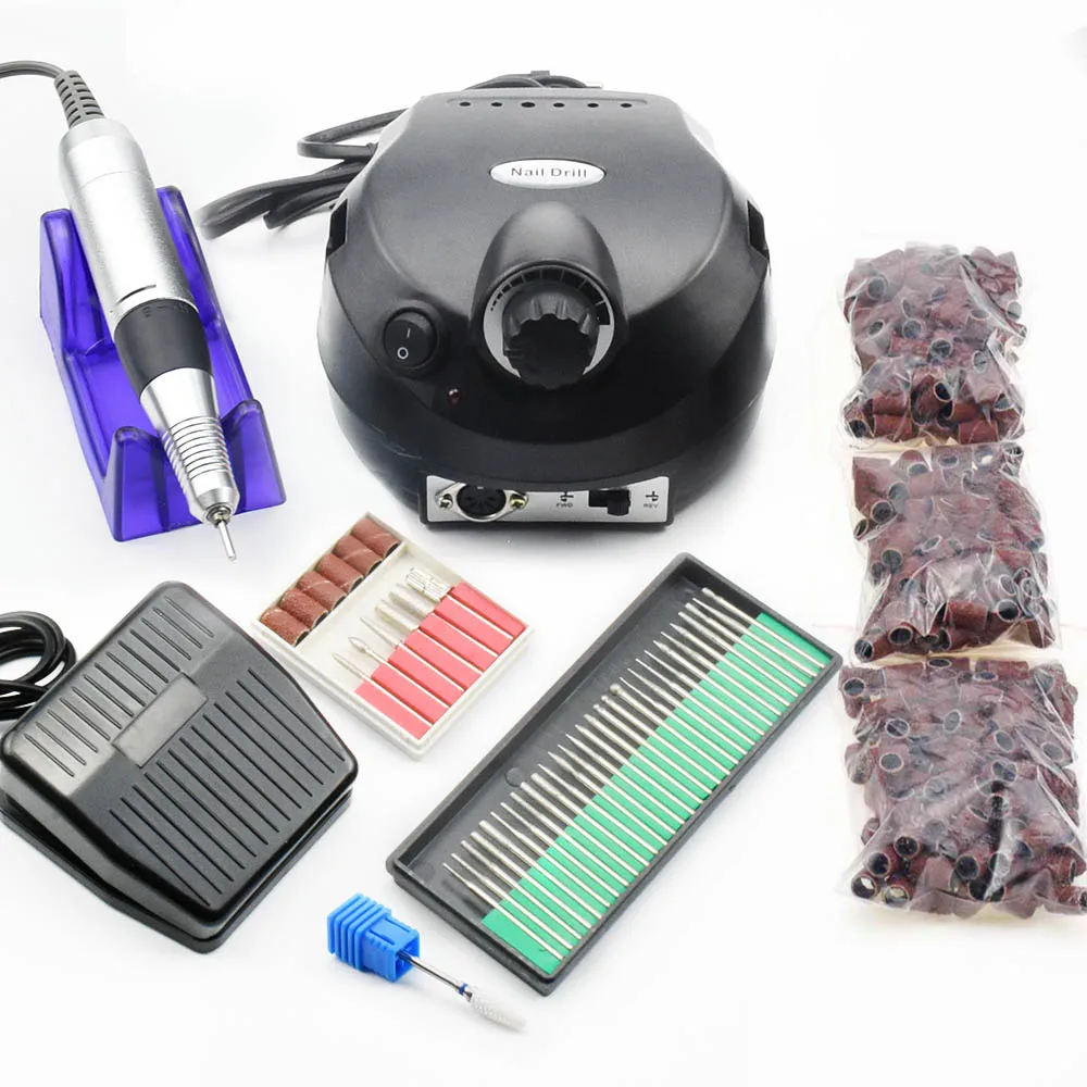 black set 1 35000 об./мин. Pro электрическая дрель для ногтей аппарат для маникюра педикюра с пилкой резак для ногтей сверлильный станок для ногтей набор инструментов для ногтей - Цвет: black set 1