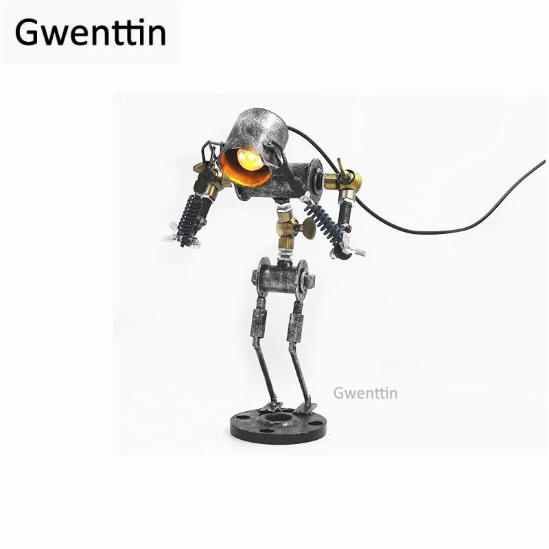 Винтажная труба робот стол Сделай Сам лампы Ретро железная светодиодная Лофт