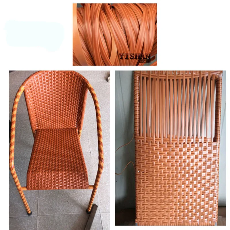 500g Coffee gradient flat synthetic rattan weaving material plastic rattan for knit and repair chair table synthetic rattan