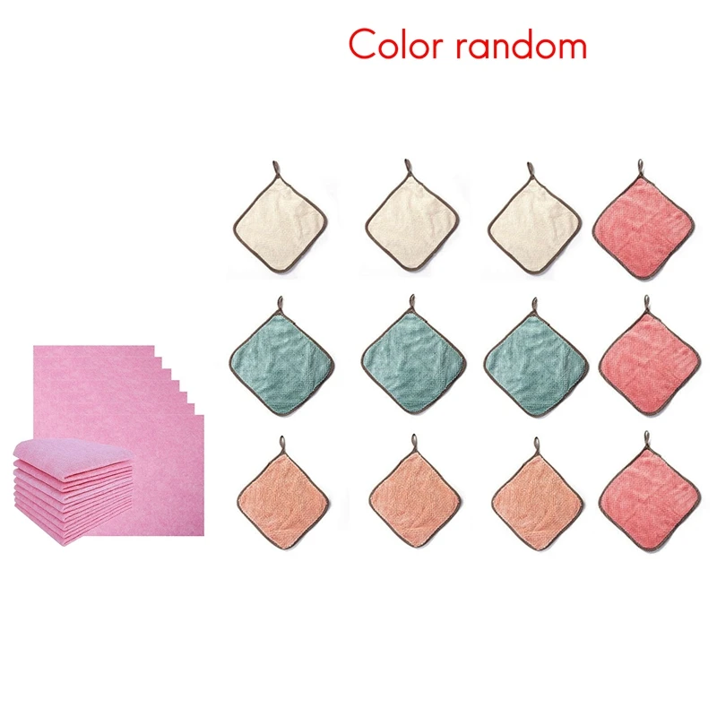 

20PCS Kitchen Cleaning Cloth Anti-Grease Rags Coconut Shell Towel With 12PCS Non-Greasy Non-Lint-Free Rag