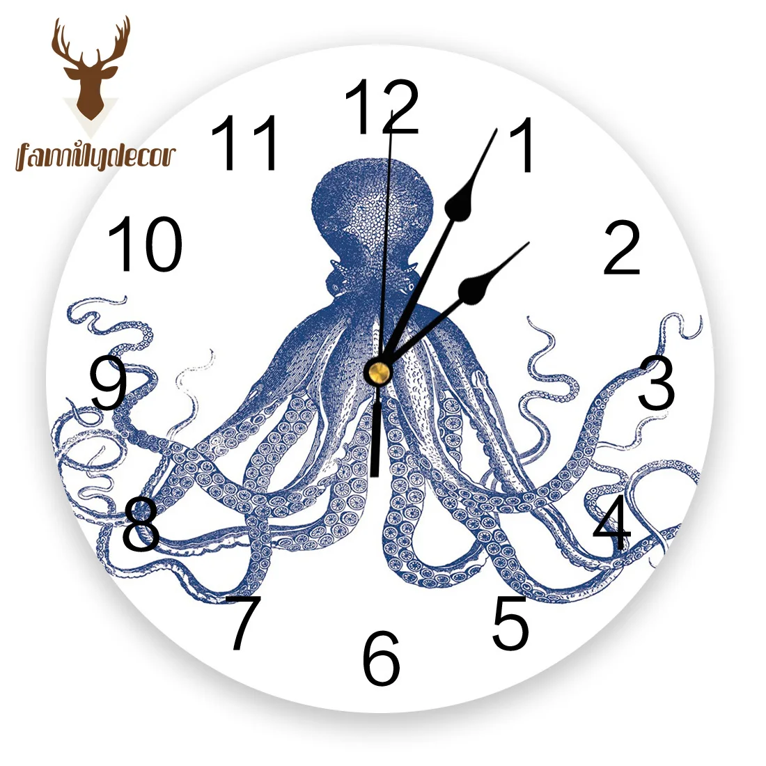 

Octopus Cthulhu Printed PVC Wall Clock Modern Design Home Decor Bedroom Silent Oclock Watch Wall For Living Room