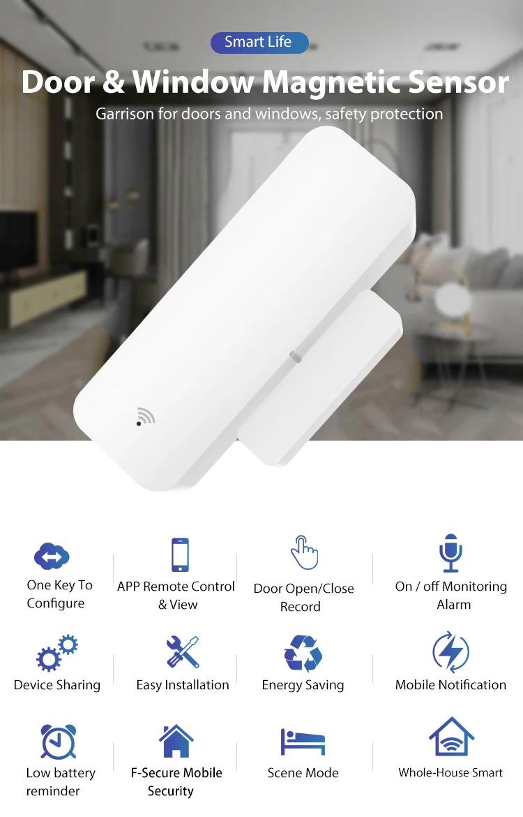 Tuya WiFi датчик для двери дверь открытой/закрытый детекторы совместим с Alexa Google Home