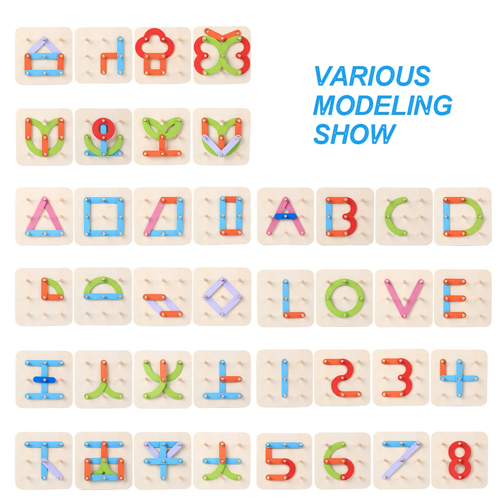 1 Set Wooden Letter Number Shape Pegboard Construction Sorter Puzzle Kids Stacking Toy | Игрушки и хобби