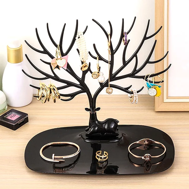 Олененок ювелирных изделий подставкой Дисплей лоток для дерева серьги держатель часы ожерелье кольцо