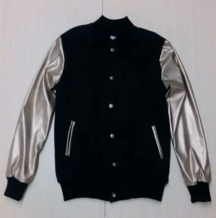 XS 3XL! Мужская одежда 2017 Джастин Бибер b серебристая кожаная куртка с рукавом