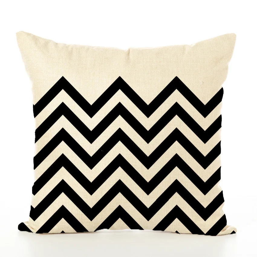 Черно белый геометрический Набор подушек креативные простые офисные льняные