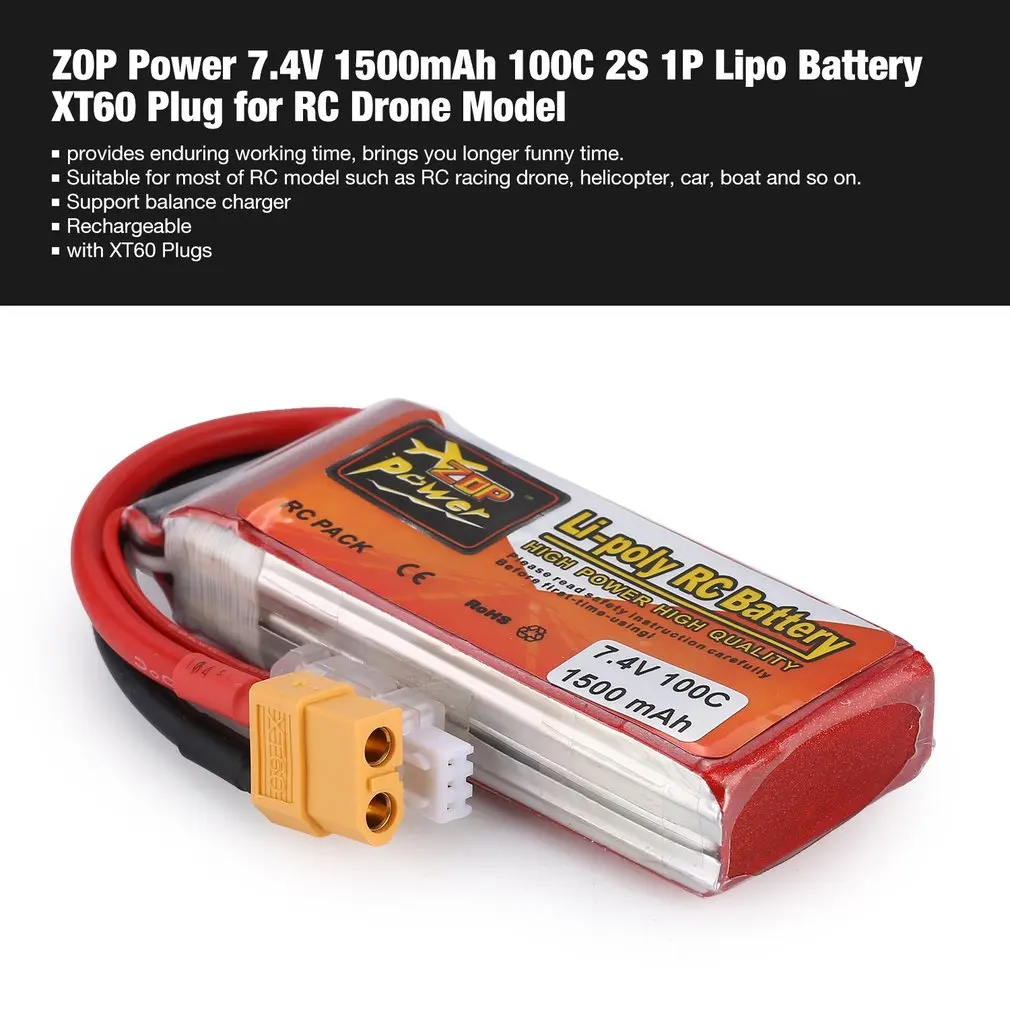 ZOP Power 18 5 V/14 8 V/7 4 V/11 1 V 2000mAh/1500mAh 95C 5S 1P Lipo батарея XT60 вилка перезаряжаемая для