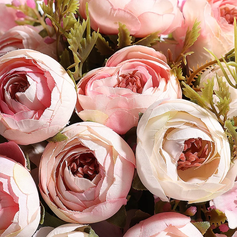 Искусственный чайный розовый Европейский стиль 6 осенних цветов Шелковый цветок