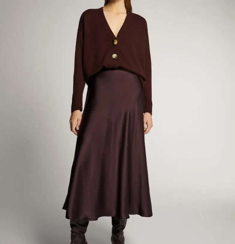 

Skirt 2021 Women Spring and Summer New Satin Elegant Women's Skirt