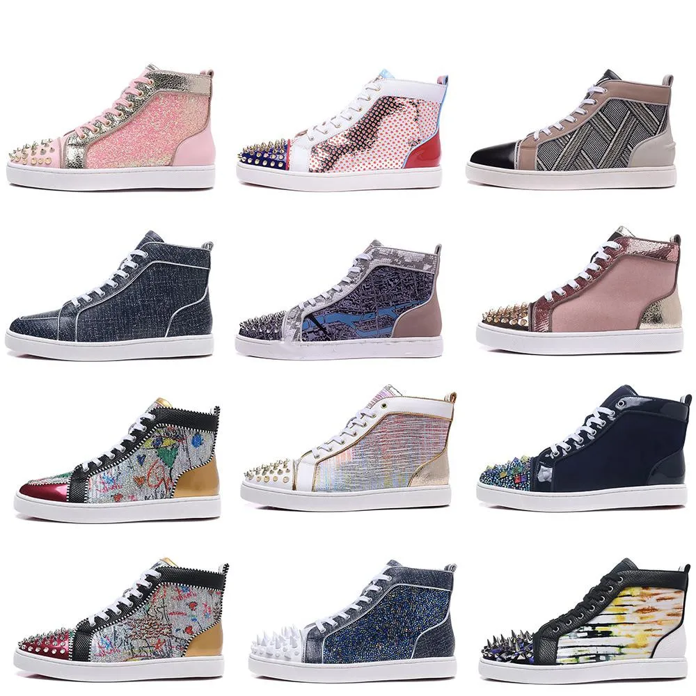 

High Quality Spikes Top Red Bottoms Pik Studded Sneakers Women Men Luxury Designer Boots Flat Casual Red Sole Casual Shoes