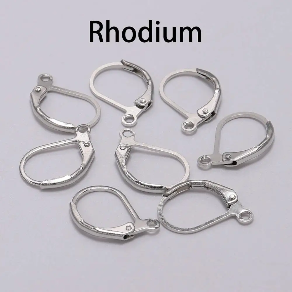 Rhodium 20 шт./лот 15*10 мм серебро золото Французский рычаг Серьги Крючки провода настройки база обручи серьги для DIY ювелирных изделий поставки - Цвет: Rhodium