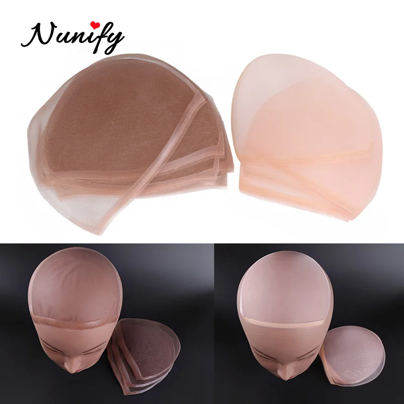 Nunify-Peluca de encaje suizo, malla de pelo elástica ajustable, color Beige, Invisible, 1 unids/lote
