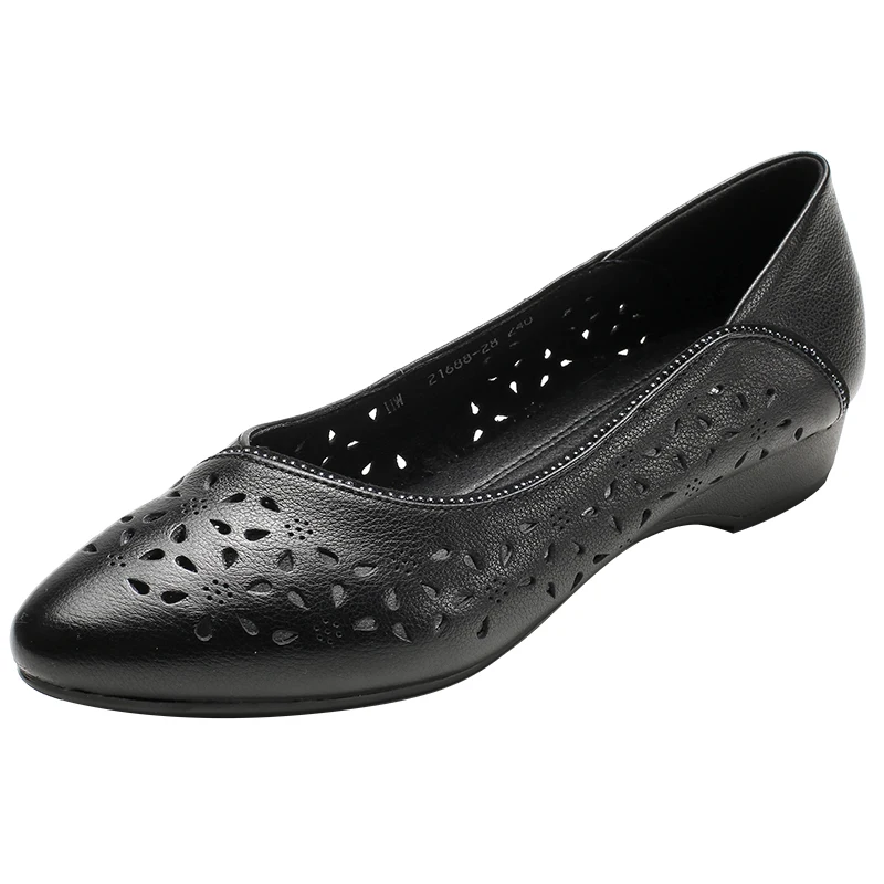 

Spring Shoes Women Genuine Leather Flat Shoes Retro Female Ballet Flat Shoe Summer Lady Hollow Out Loafers Women Sandal