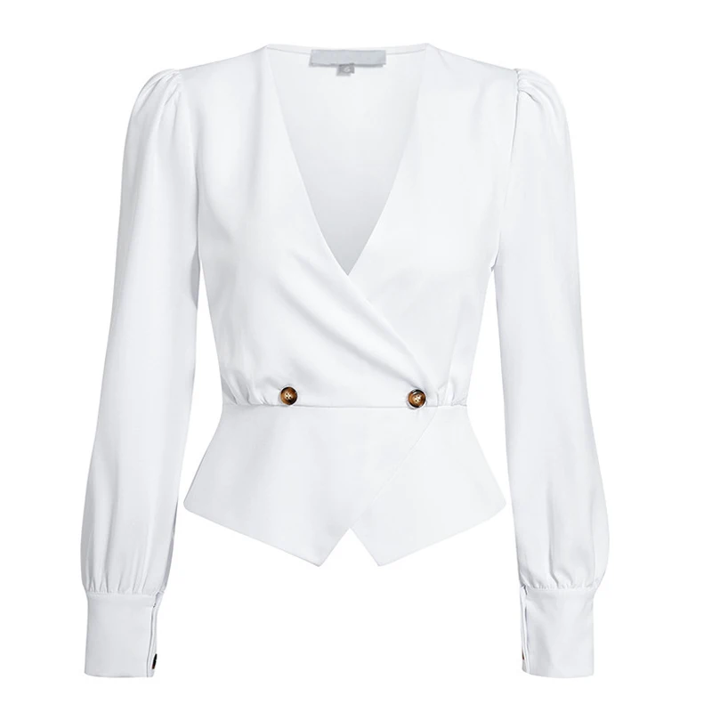 

Womens Tops And Blouses Solid White Chiffon Blouse Office Shirt Blusas Mujer De Moda 2020 Long Sleeve Shirts Feminino Vestido
