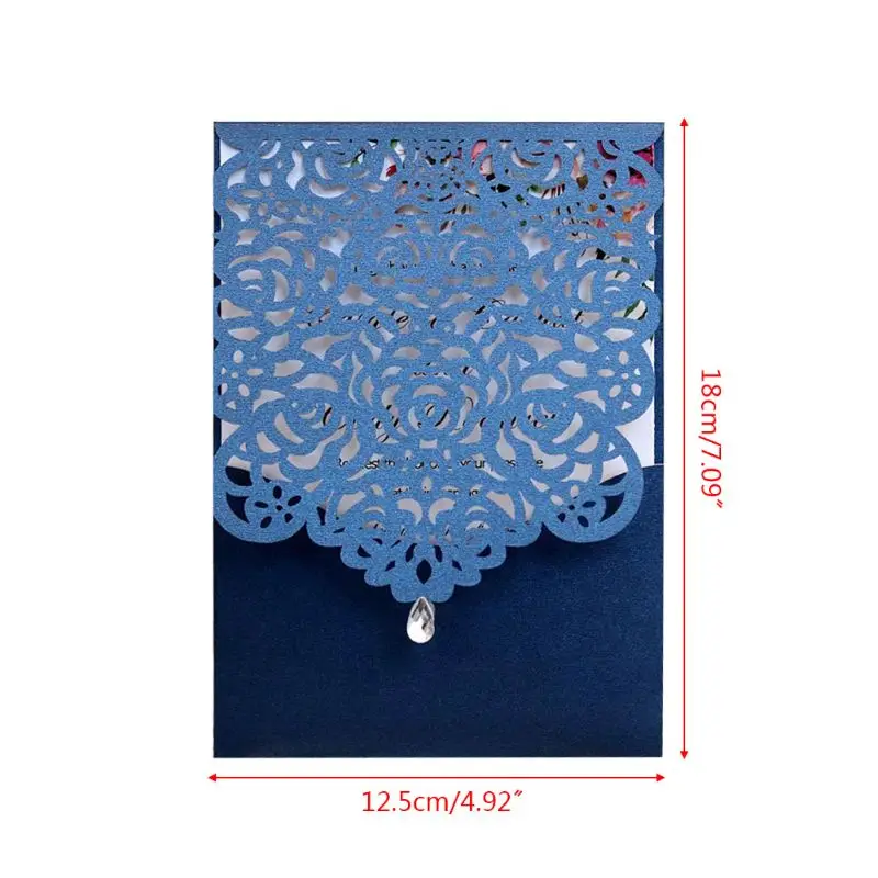 

20pcs Laser Cut Rose Invitations Card with Rhinestone Kits Wedding Party M6CE