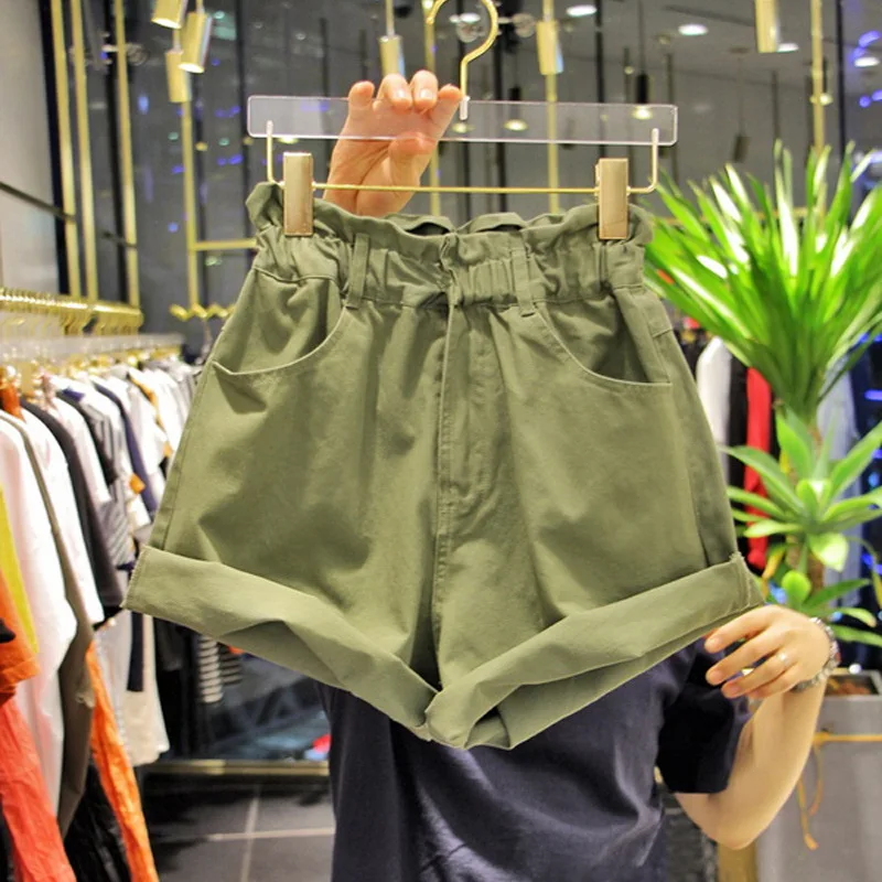 Летние популярные шорты с оборками и высокой талией в Корейском стиле женские