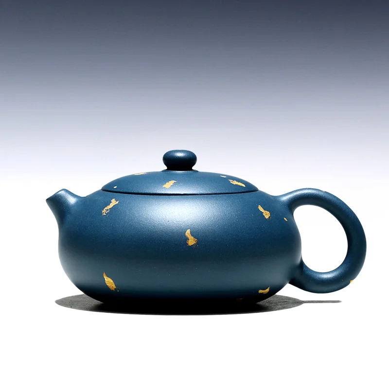 

Два 】 yixing рекомендуемый чистый ручной чайник бытовой сковорода Ye сапфировый синий разбрызгиваемый Цзинь биан Си Ши 250 куб. См