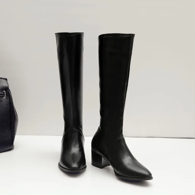 Ботинки женские средней длины на молнии сзади однотонные ботинки оверсайз 10 11-17 |