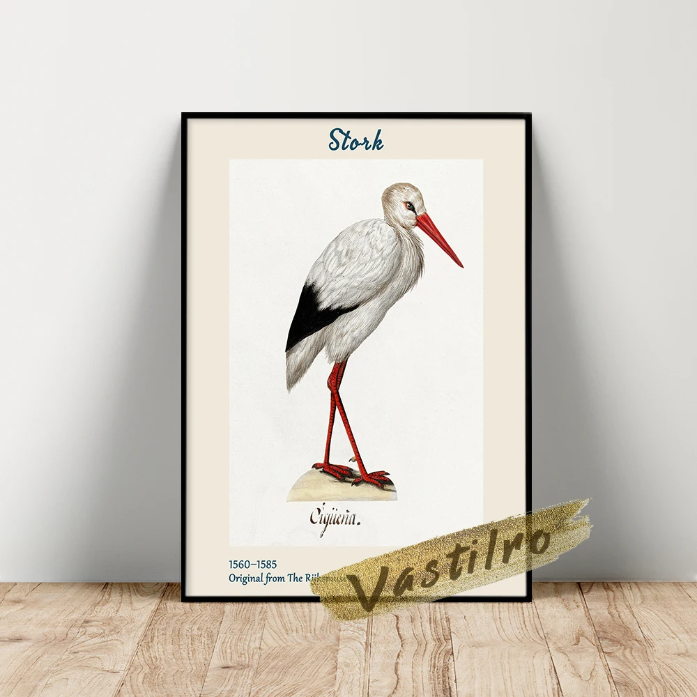 

Anonymous Stork Poster, Red White Black Bird Wall Picture, Vintage Animal Wall Stickers, Funny Bird Art Prints, Newlyweds Gift