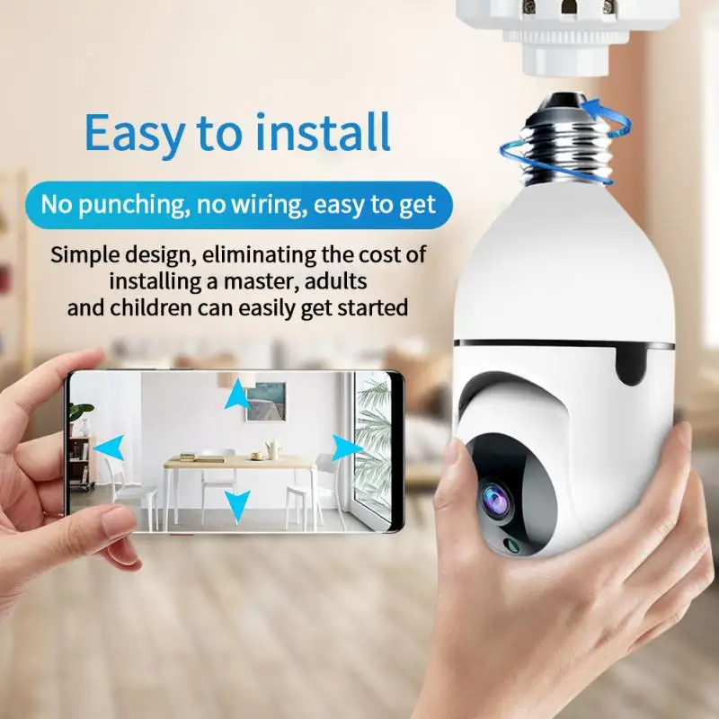 New Smart 2MP 1080P E27 Bulb Wifi Camera PTZ Infrared Night Vision Two Way Talk Indoor Wireless WiFi Baby Monitor | Безопасность и