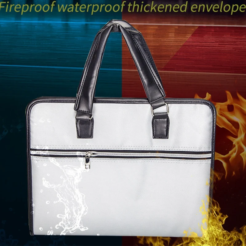 

Fireproof File Folder Document Bag Waterproof Pouch Case Safe Zipper Office