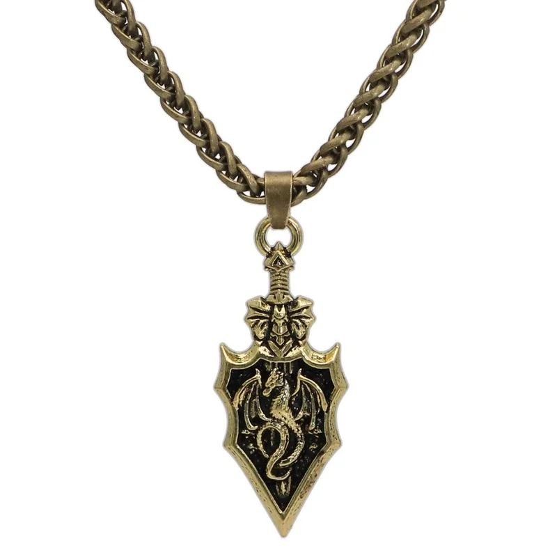 

Vintage Undertale Dragon Shield Pendant Necklaces Men Friends Retro Statement Chains Drop Male Necklace Gifts for New Year 2022