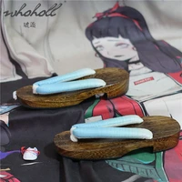 whoholl geta summer women slippers japanese wood clogs slipper indoor flip flops for female cosplay shoes miku animation