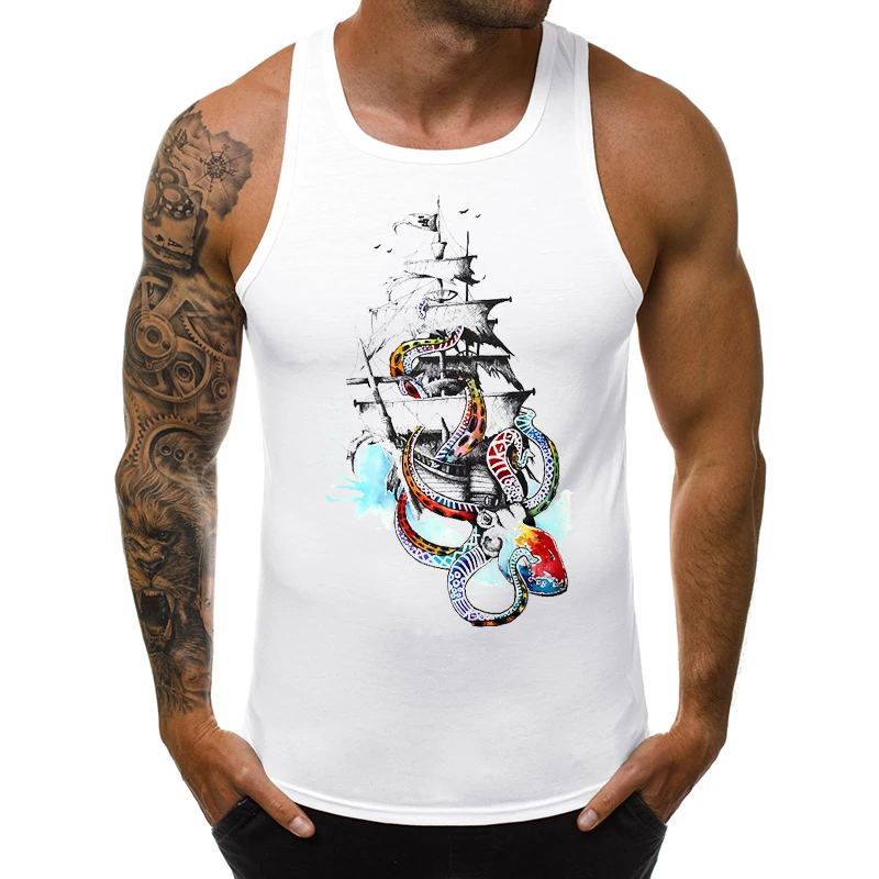 Модные оригинальные мужские майки забавная Ретро футболка без рукавов с принтом