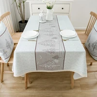 high quality luxury cotton linen table cloth white lace selvage christmas trees hotel wedding dining room table cloth cover