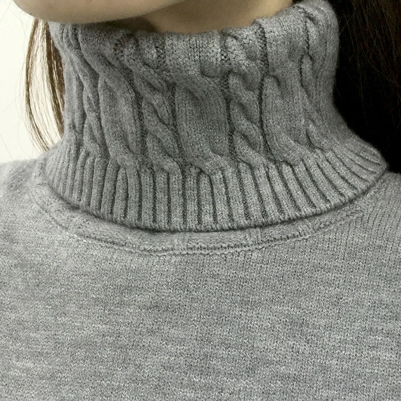 

New Autumn winter Women Knitted Sweaters Pullovers Turtleneck Long Sleeve Solid Color Slim Elastic Short Sweater Women NS4369