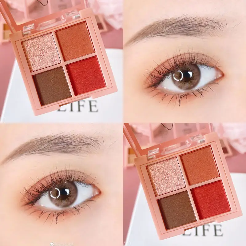 4 цвета блестящие тени для век Палитра матовые мерцающие Сияющие алмазные