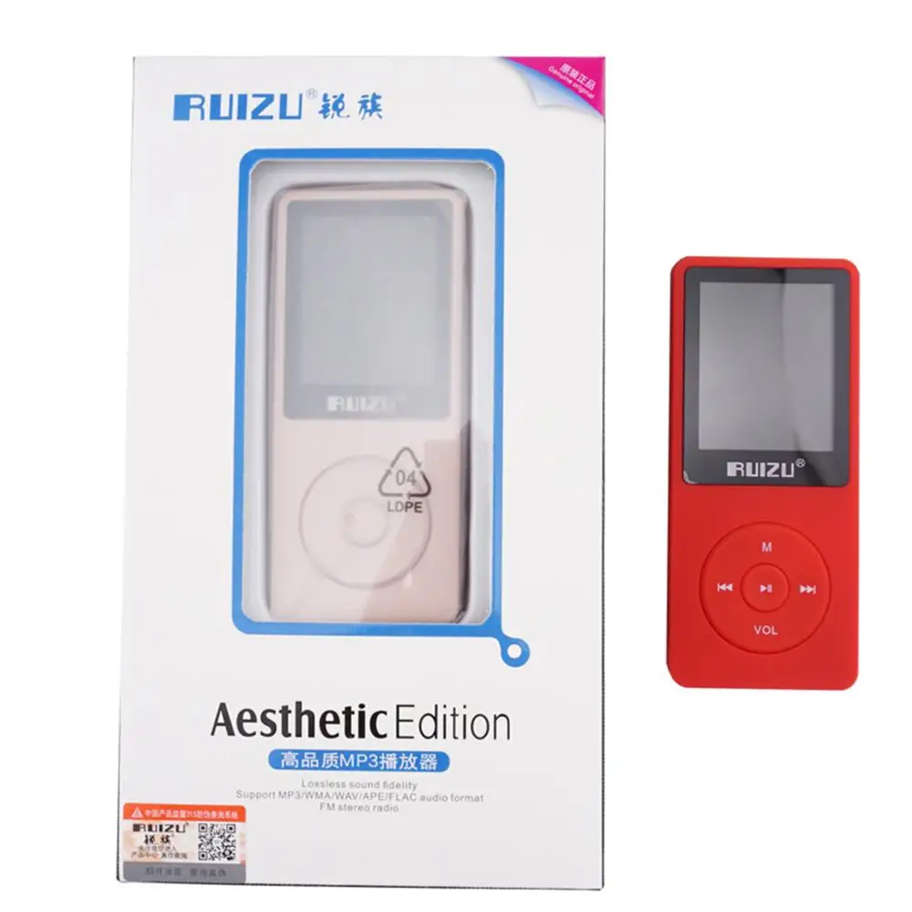 MP3 плеер английской версии с памятью 8 Гб и экраном 1 дюйма RUIZU X02 встроенный